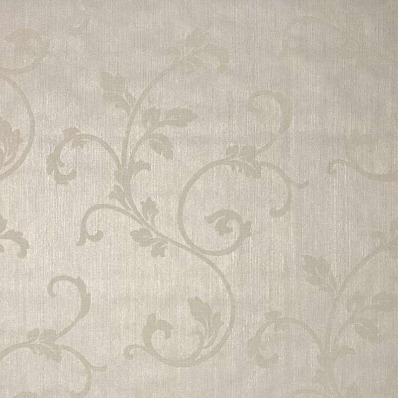 Flocking Embossed Wallpaper Ivory Gold Textured Flocked - 27 inc x 33 ft