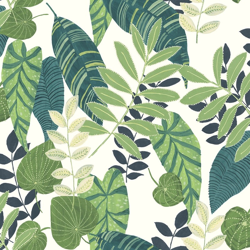 Seabrook Designs Boho Rhapsody Tropicana Leaves Unpasted Wallpaper
