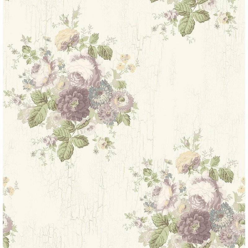 Seabrook Designs Chantilly Distressed Floral Unpasted Wallpaper - 20.5 in. W x 33 ft. L