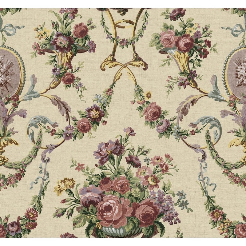 Seabrook Designs Fitch Floral Scroll Unpasted Wallpaper