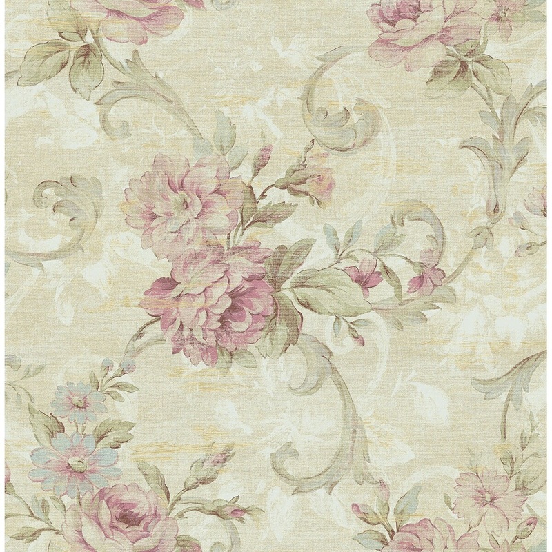 Seabrook Designs Friso Scrolling Acanthus Floral Unpasted Wallpaper