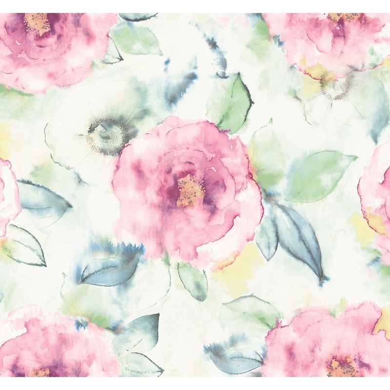 Seabrook Designs Kamella Watercolor Floral Unpasted Wallpaper