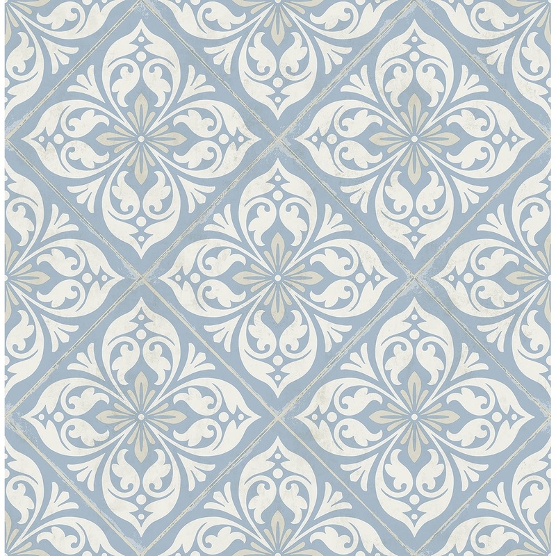 Seabrook Designs Lillian August Plumosa Tile Unpasted Wallpaper