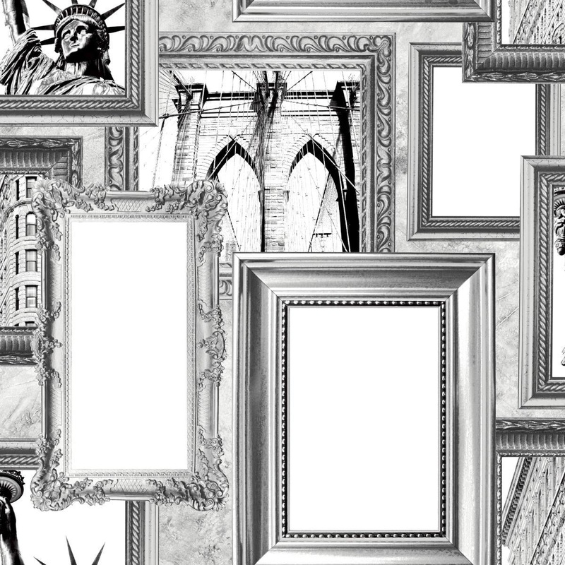 Seabrook Designs NYC Tourist Frame Unpasted Wallpaper - 27 in. W x 27 ft. L