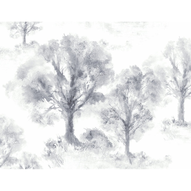 Seabrook Designs Premila Watercolor Trees Unpasted Wallpaper