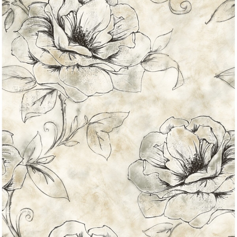 Seabrook Designs Saxan Floral Silhouette Unpasted Wallpaper