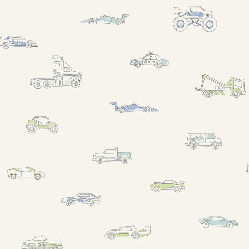 Seabrook Designs Traffic Jam Unpasted Wallpaper - 20.5 in. W x 33 ft. L