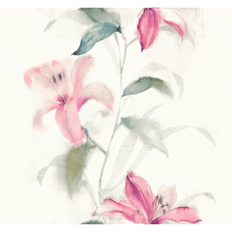 Seabrook Designs Urbana Watercolor Lilies Unpasted Wallpaper