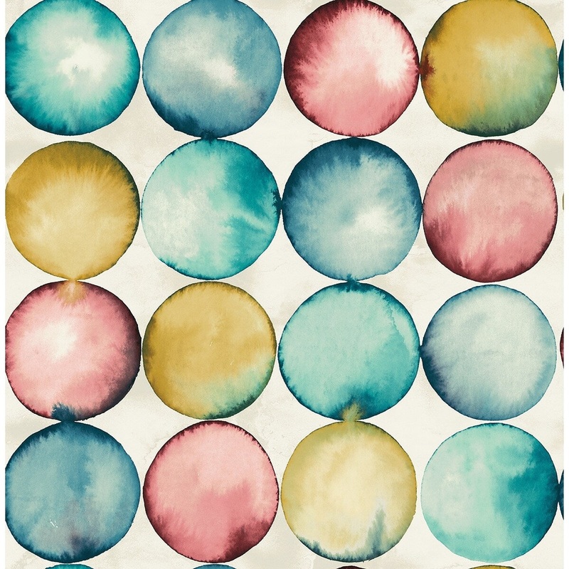 Seabrook Designs Zalia Watercolor Circles Unpasted Wallpaper