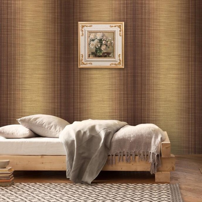 Striped Wallpaper plaid gold bronze Plain stria lines - 27 inc x 33 ft