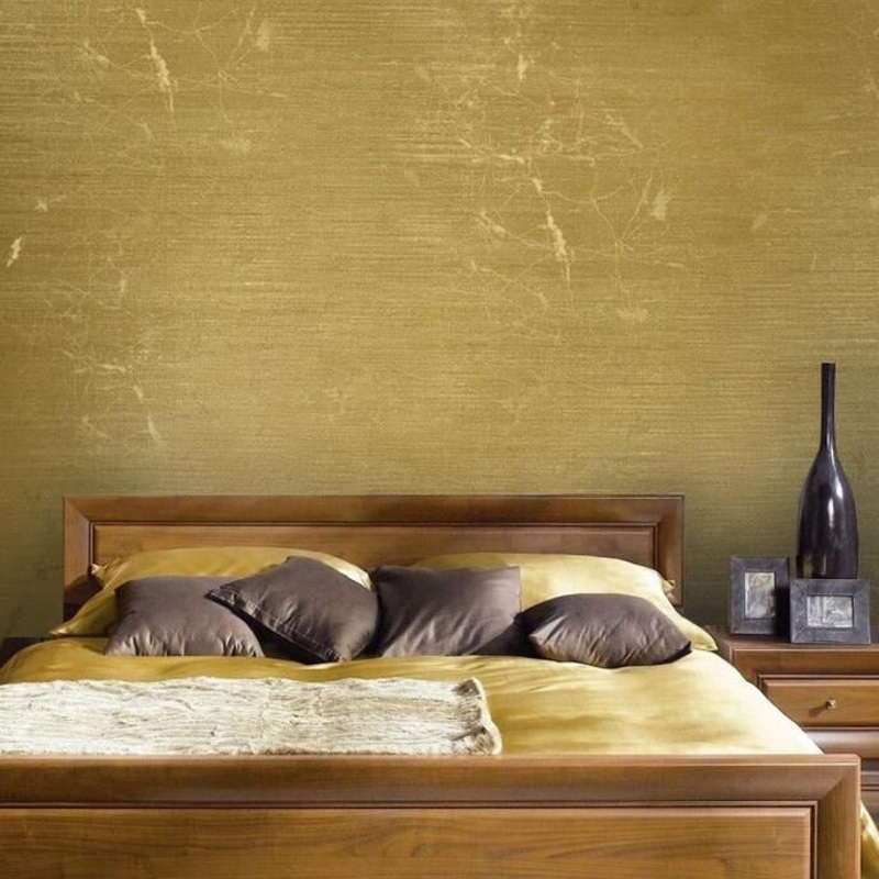 Wallpaper gold metallic Textured Plain Modern faux metal - 27 inc x 33 ft