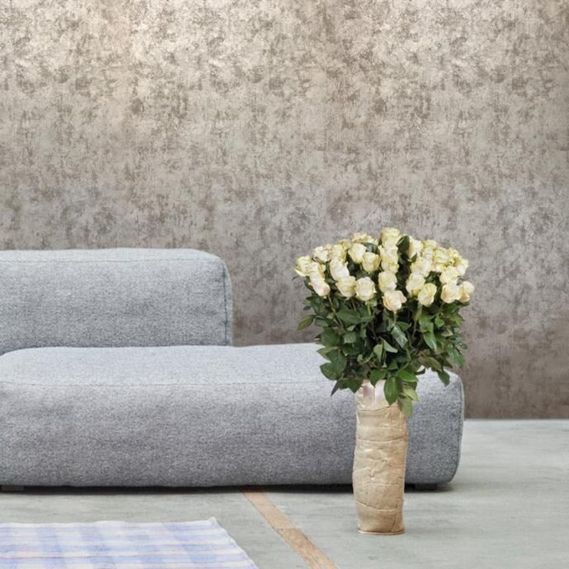 Wallpaper Rose gold pink Metallic plain plaster Concrete - 21 inc x 33 ft