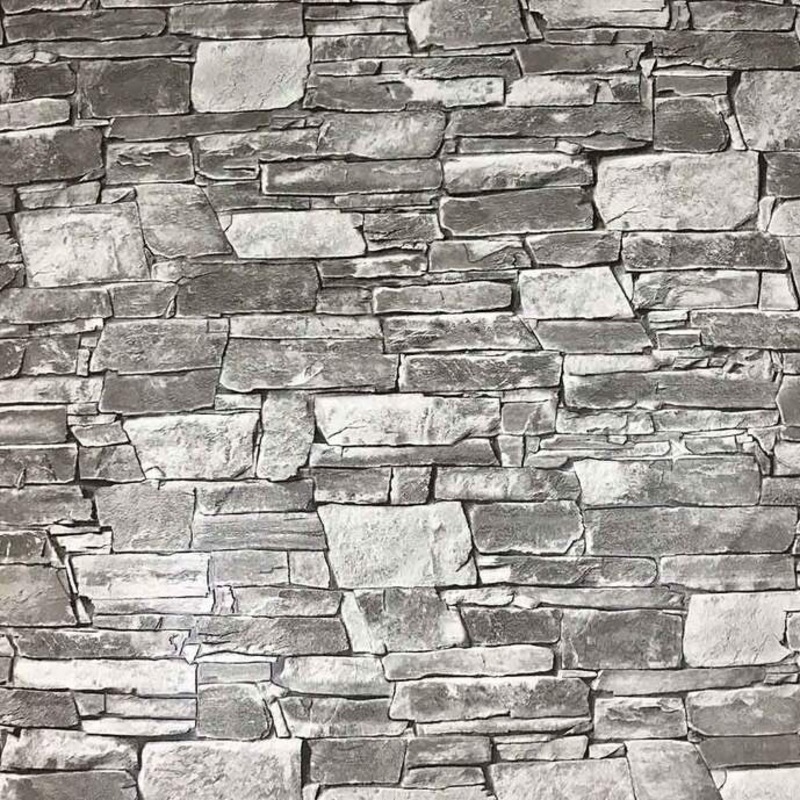 Wallpaper textured grey modern faux realistic brick stone 3D - 21 inc x 33 ft