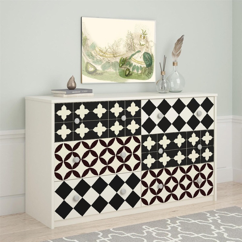 Walplus Black White Victorian Style Furniture Wrap Self-Adhesive Film