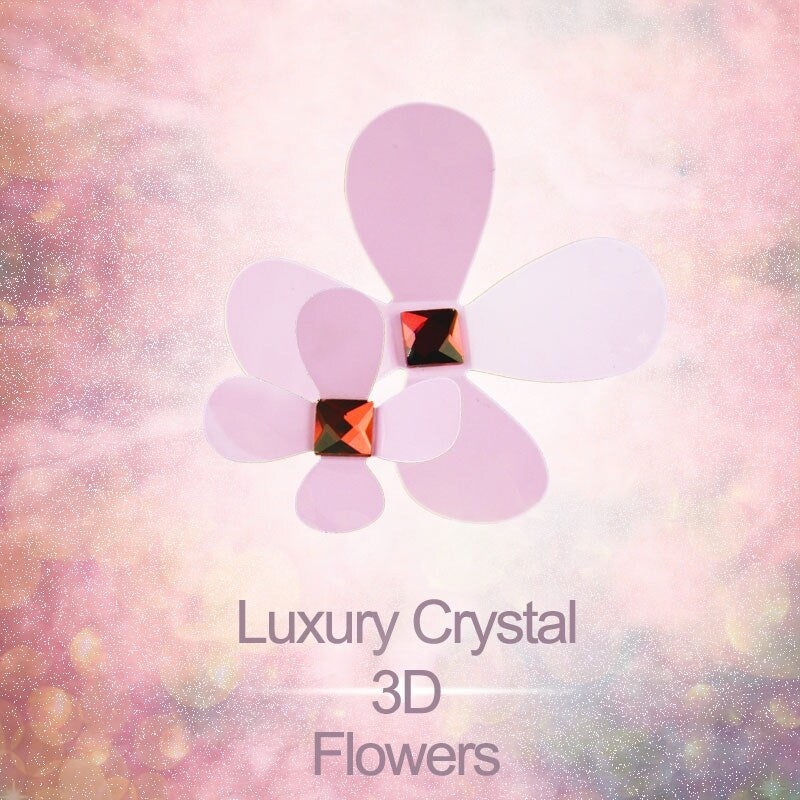 Walplus Wall Sticker Luxury 3D Flower with Crystals in Pink Wall Decor