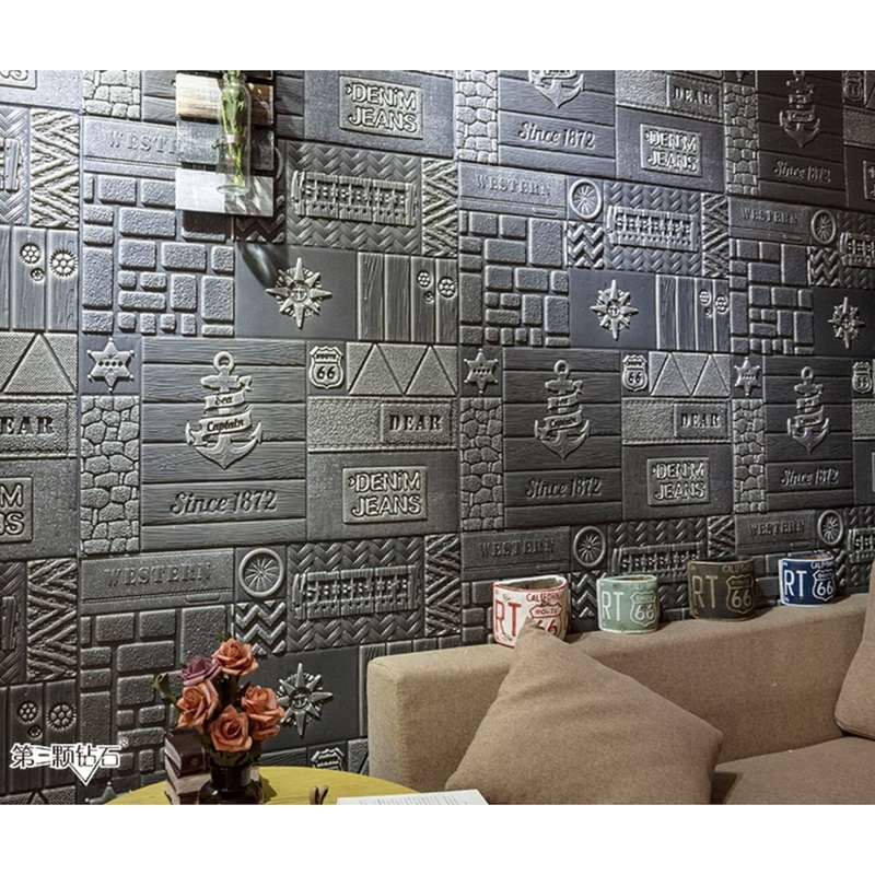 American Western Symbol Pattern PeelAndStick 3D Wall Panel, 28"x28"/pc