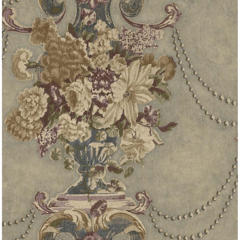 Seabrook Designs Baldwin Floral Vase Unpasted Wallpaper