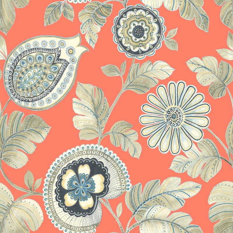 Seabrook Designs Boho Rhapsody Calypso Paisley Leaf Unpasted Wallpaper