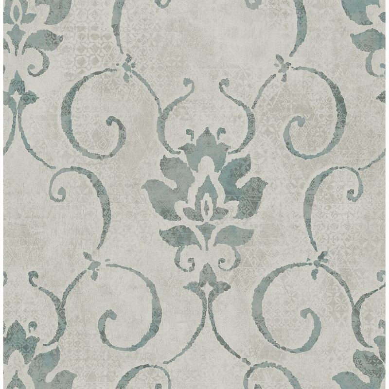 Seabrook Designs Brielle Damask Unpasted Wallpaper