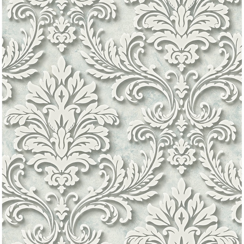 Seabrook Designs Caelina Framed Damask Unpasted Wallpaper