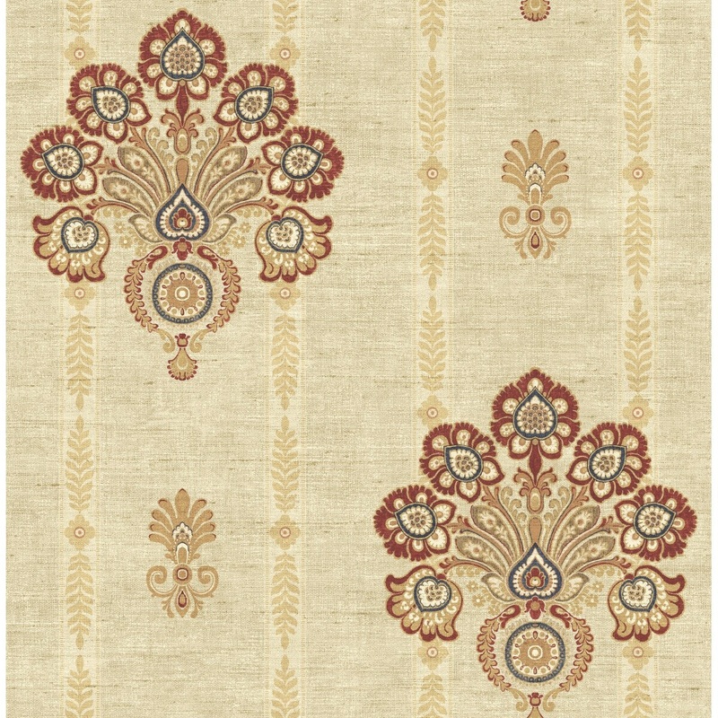 Seabrook Designs Caspien Damask Stripe Unpasted Wallpaper