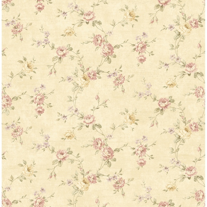 Seabrook Designs Dreda Floral Trail Unpasted Wallpaper