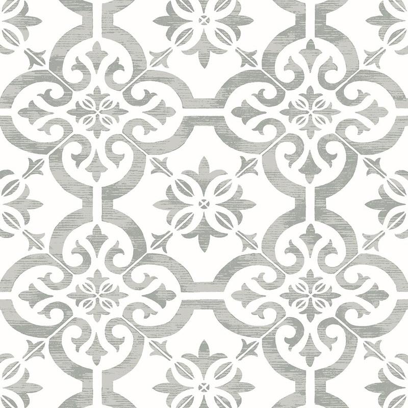 Seabrook Designs Encaustic Faux Tile Non-Woven Unpasted Wallpaper - 20.9 in. W x 33 ft. L