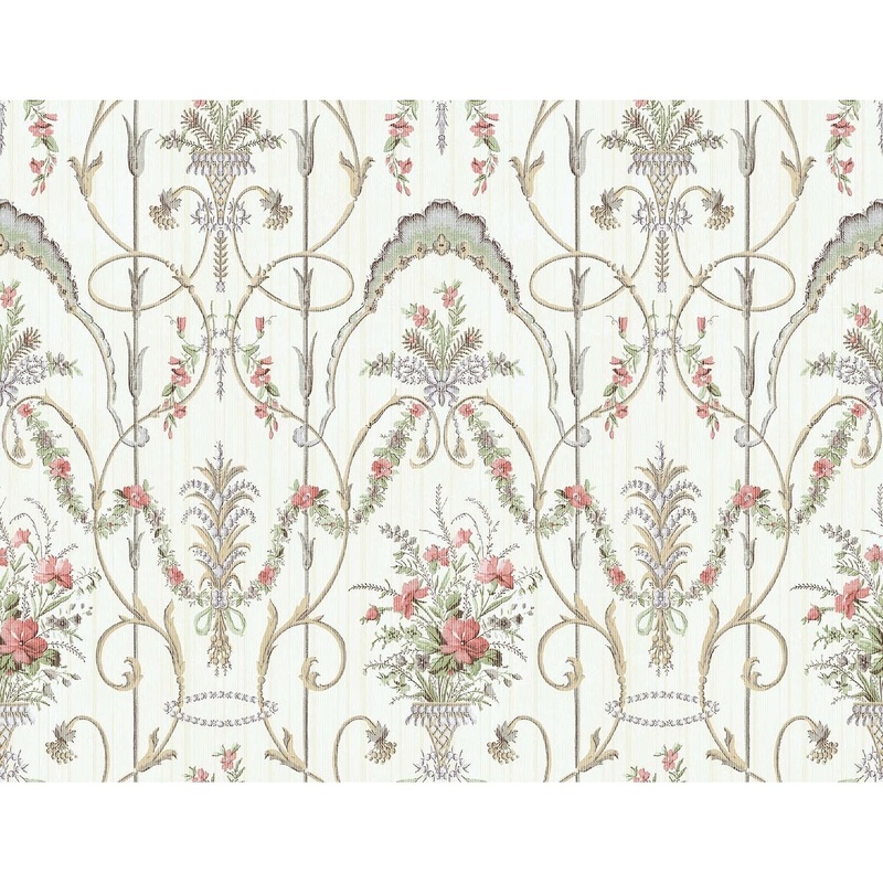 Seabrook Designs Lillian Damask Stringcloth Unpasted Wallpaper - 27 in. W x 27 ft. L