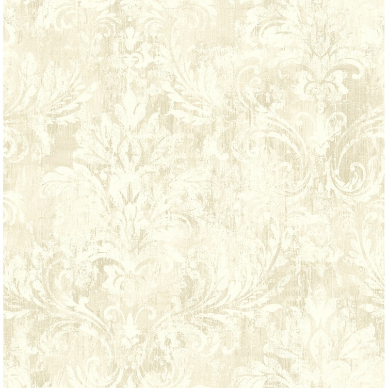 Seabrook Designs Renata Distressed Damask Unpasted Wallpaper