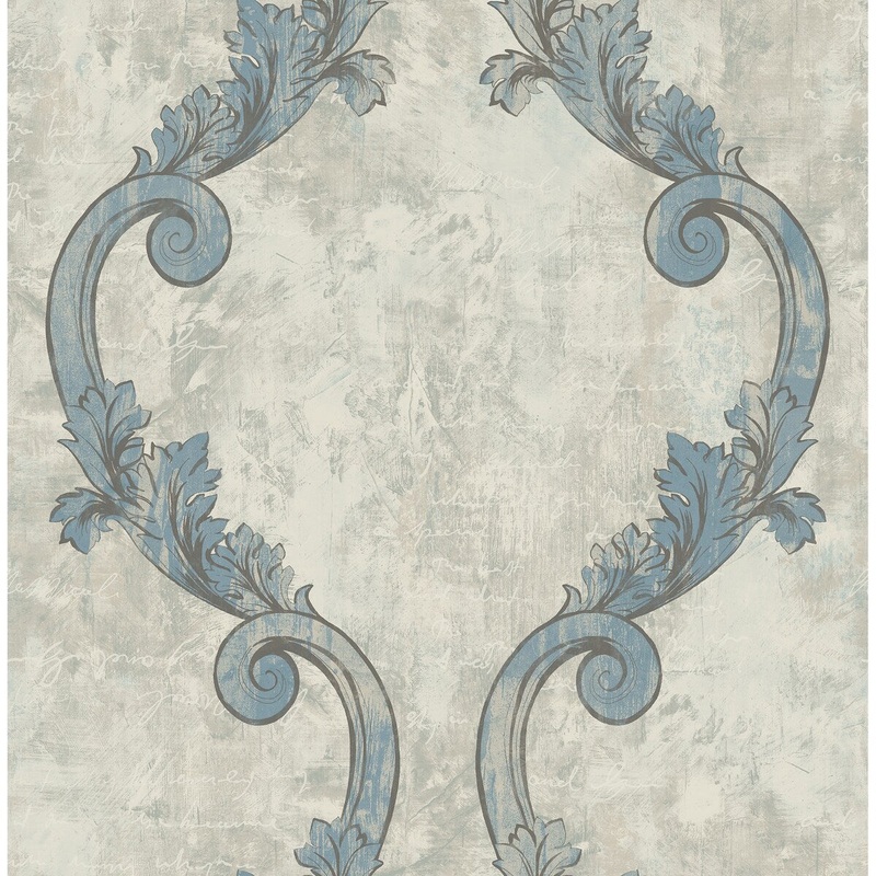 Seabrook Designs Sicily Calligraphy Scroll Unpasted Wallpaper