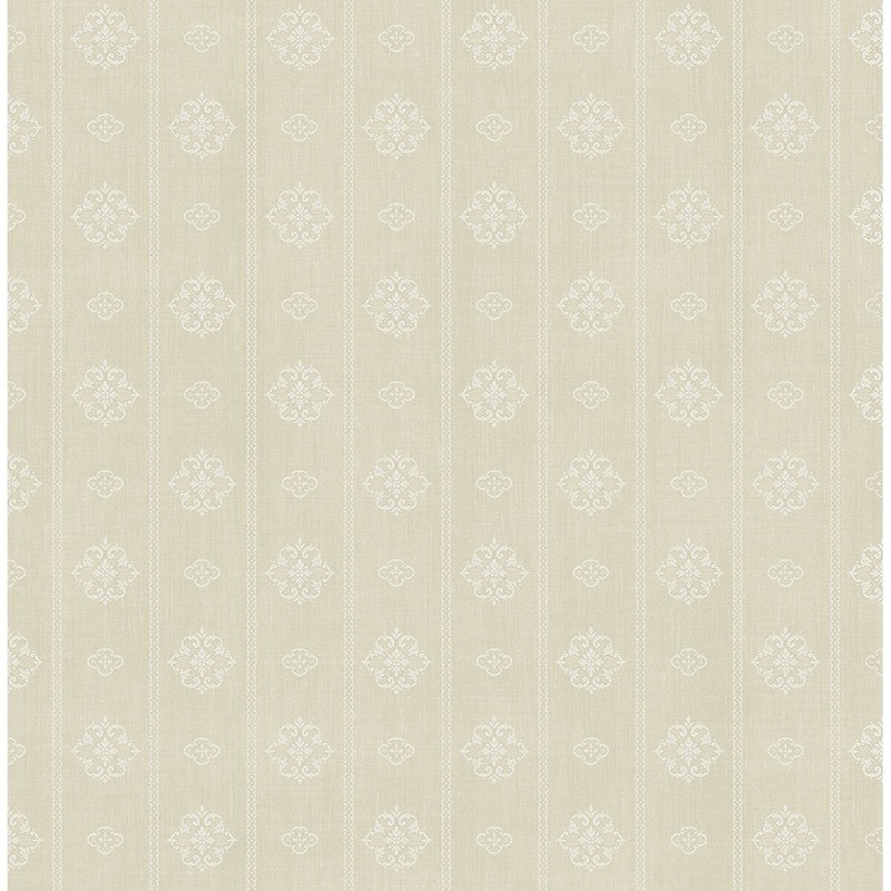 Seabrook Designs Sybella Medallion Stripe Unpasted Wallpaper