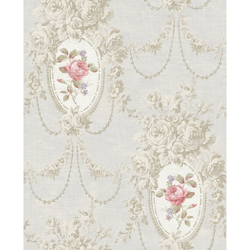 Seabrook Designs Tawny Framed Floral Unpasted Wallpaper