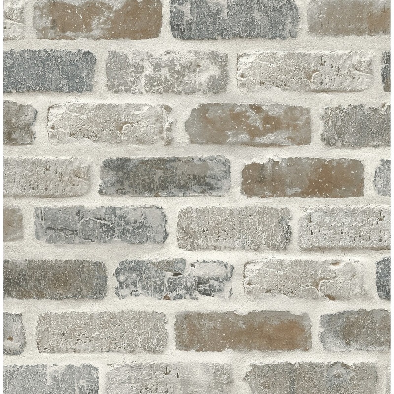 Seabrook Designs Washed Faux Brick Prepasted Wallpaper - 20.5 in. W x 33 ft. L