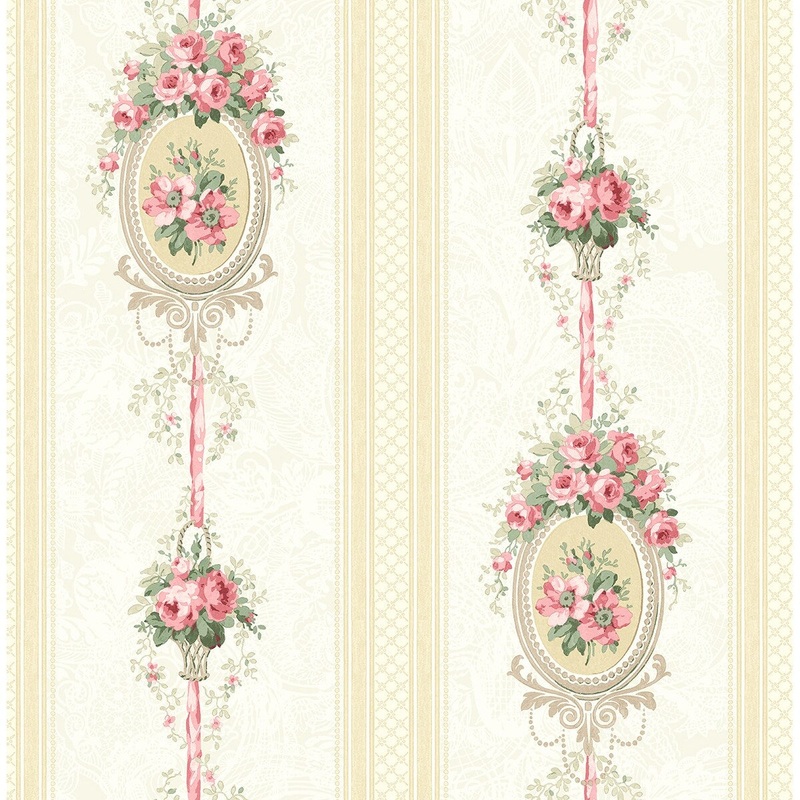 Seabrook Designs Yvette Cameo Stripe Unpasted Wallpaper