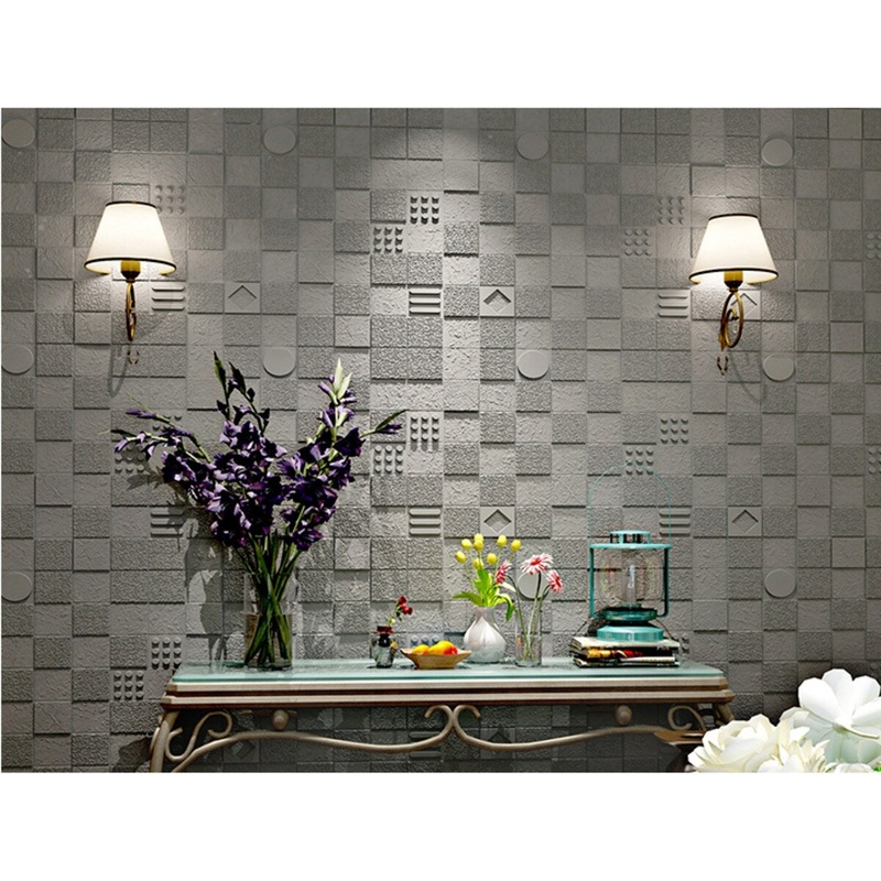 Square Circle Diamond Pattern PeelAndStick 3D Wall Panel, 28"x28"/pc - 30pc