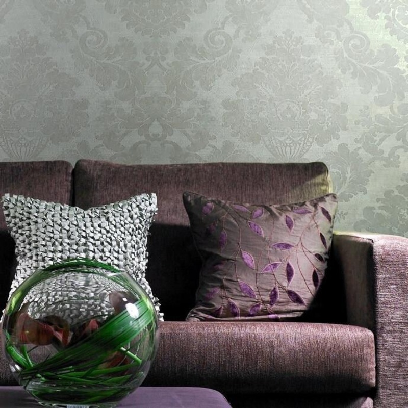 Victorian Wallpaper ivory Gold Metallic damask Textured - 21 inc x 33 ft