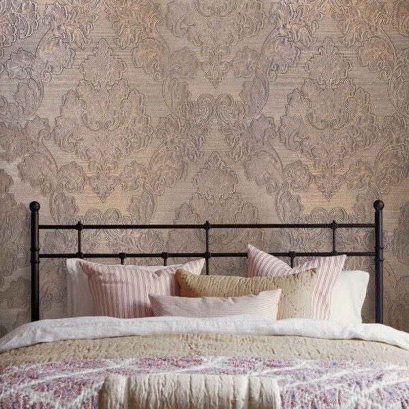 Wallpaper Bronze Metallic Textured Victorian Damask