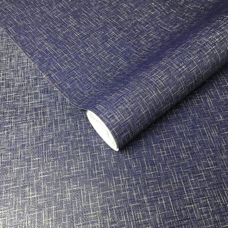 Wallpaper Modern navy blue gold metallic stria lines Plain Textured