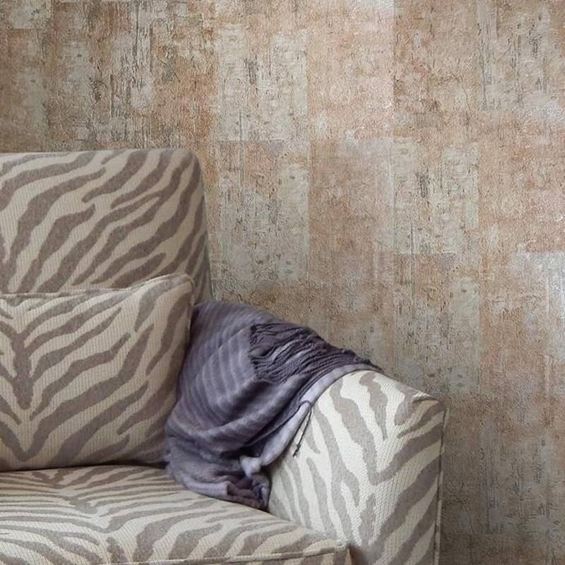Wallpaper orange gold metallic faux rustic tiles rustic concrete - 21 inc x 33 ft