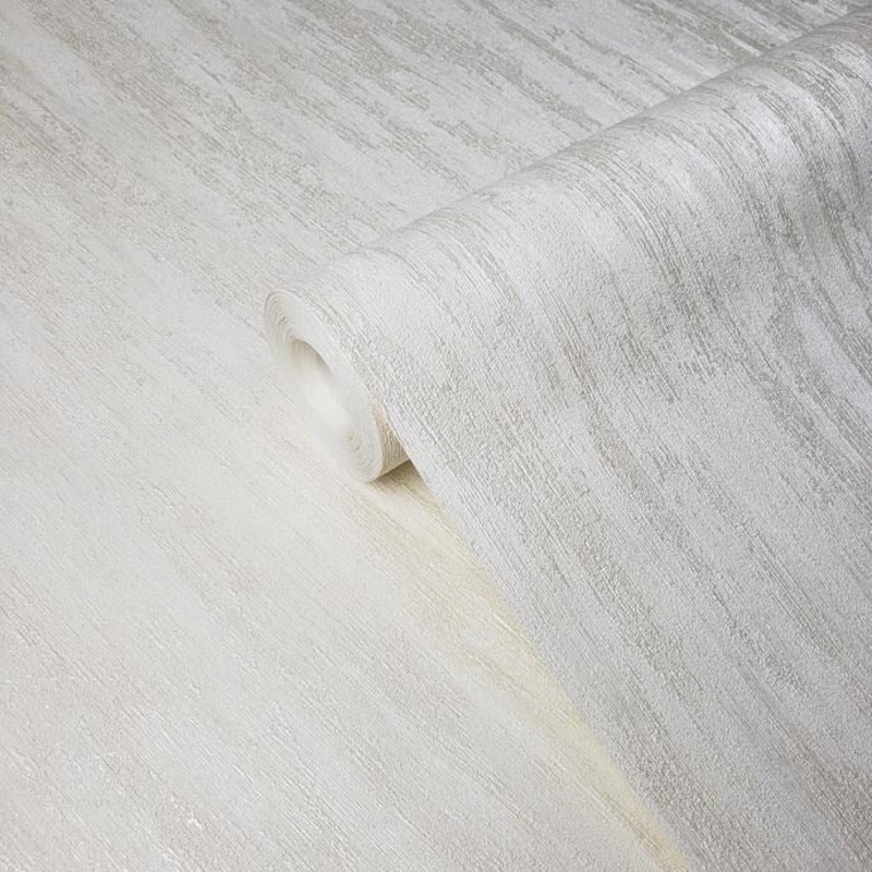 Wallpaper Plain ivory cream metallic faux plaster Textured - 42 inc x 33 ft