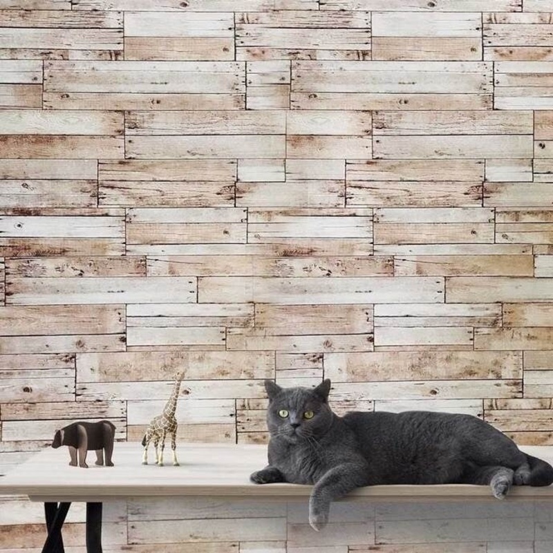 Wallpaper textured rustic brown vintage faux barn Distressed wood 3D