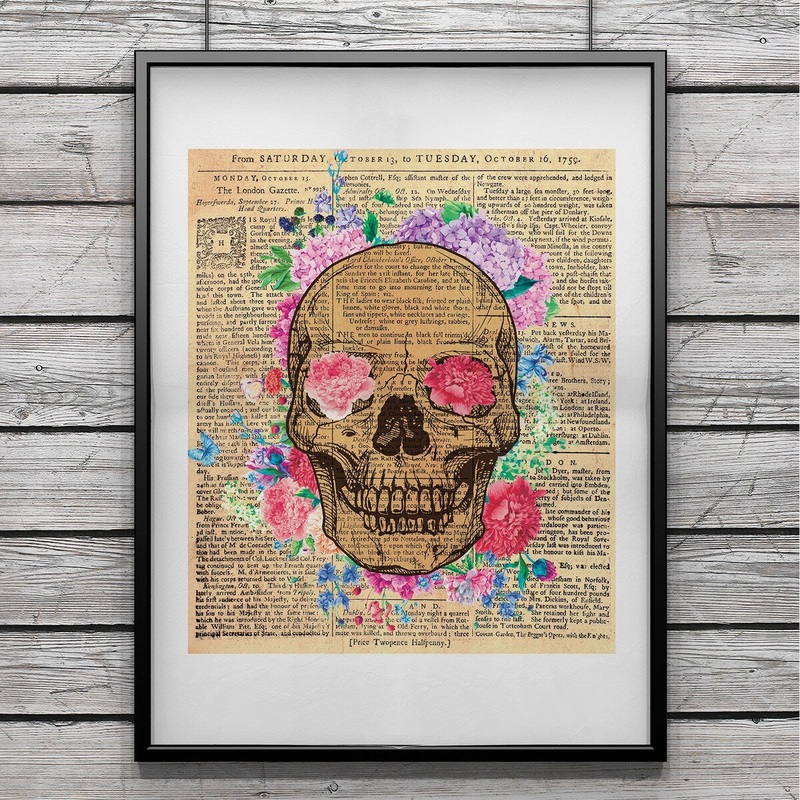 Walplus Wall Sticker Wall Art Wall Decor Flowery Skeleton Poster Print