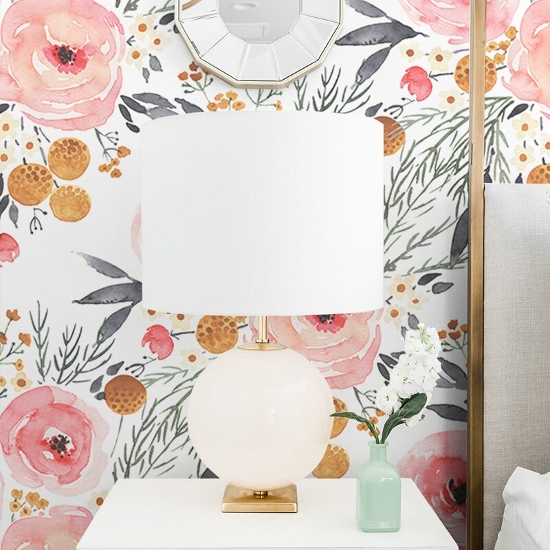 Wild Beauty - Popular Watercolor Floral Bouquet Removable Peel and Stick Canvas Texture Wallpaper