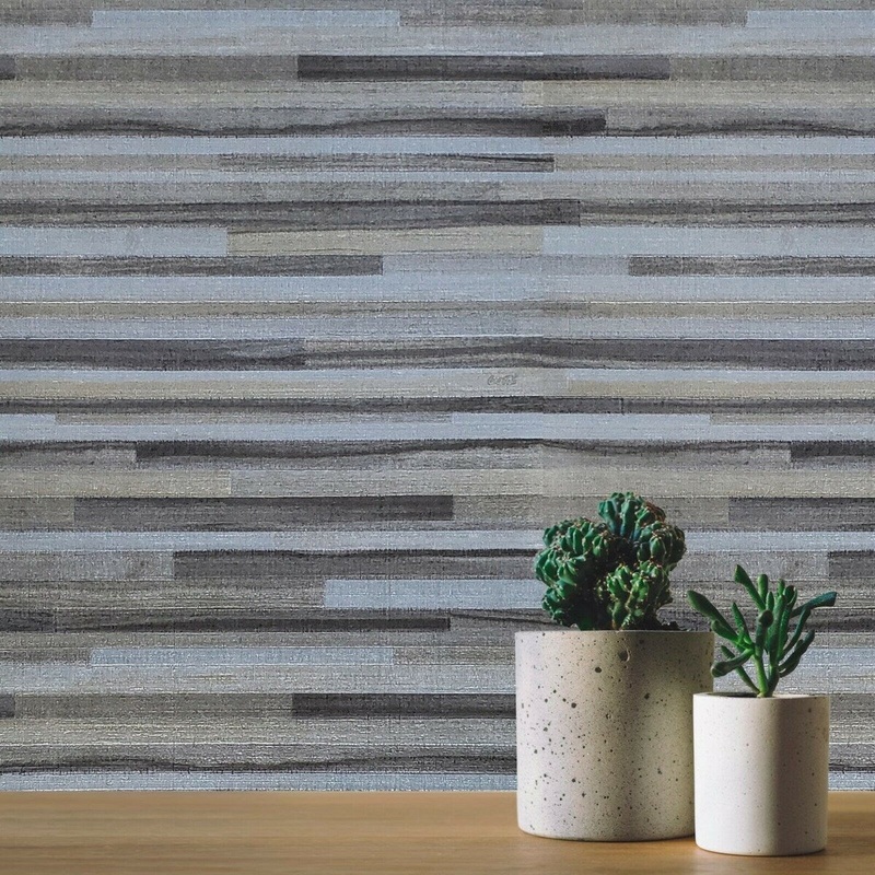 Abaca bark lines stripes blue gray black gold Wallpaper