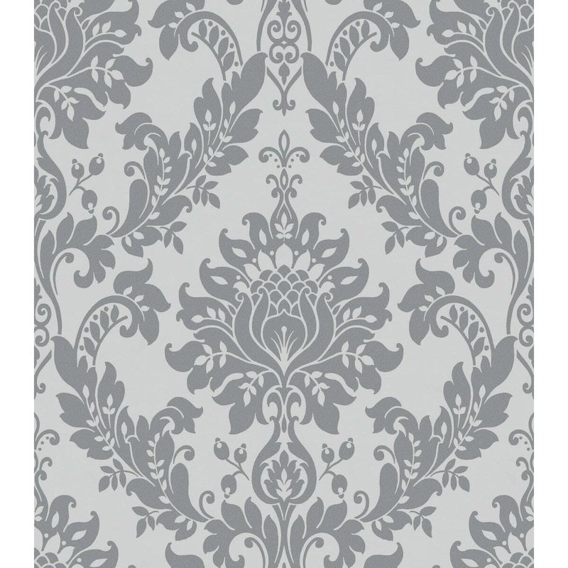 Clara Damask Luxury Italian Vinyl Wallpaper  396in x 20.8in
