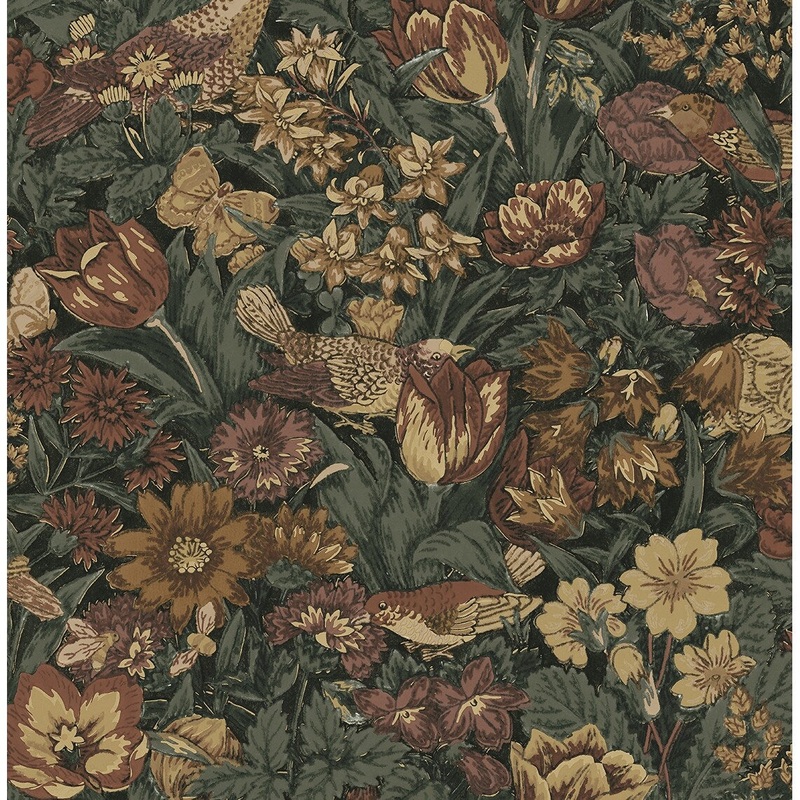 Seabrook Designs Bird Floral Prepasted Wallpaper - 20.5 in. W x 33 ft. L