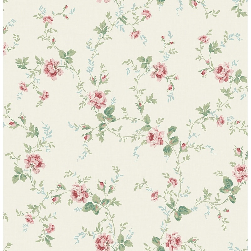 Seabrook Designs Brant Rose Vines Unpasted Wallpaper