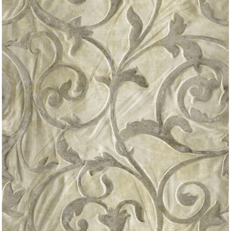 Seabrook Designs Hilda Scrolls & Creases Unpasted Wallpaper