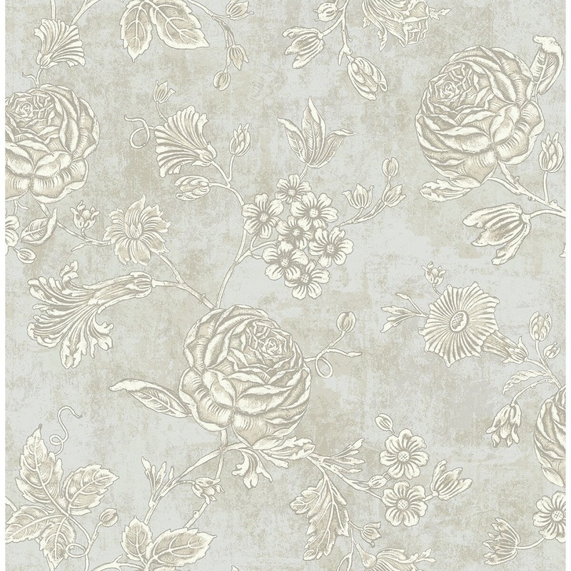 Seabrook Designs Isbell Floral Branch Unpasted Wallpaper