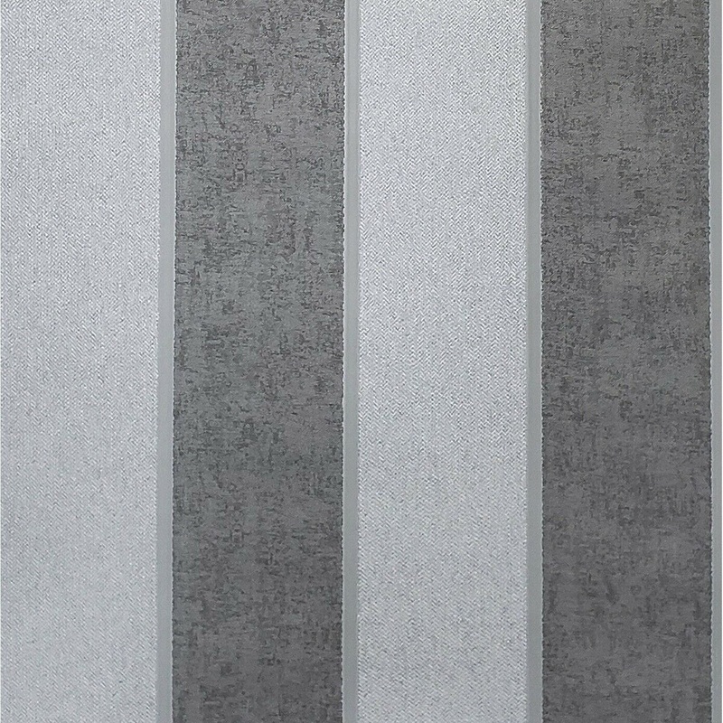 Striped Gray black faux fabric textured stripes Wallpaper